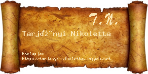 Tarjányi Nikoletta névjegykártya
